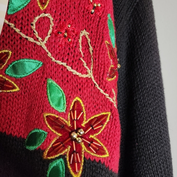 NWT White Stag Cardinal Embroidered Embellished Black Knit Cardigan 22/24 3X - Picture 8 of 16